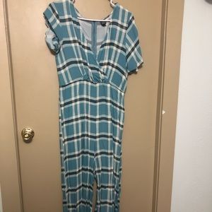 Blue Plaid Jumpsuit